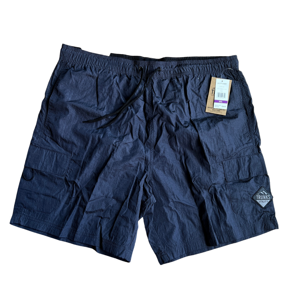 Trunks Utility Solid Crinkle Nylon Beachwear Shorts NEW Men's Size XXL